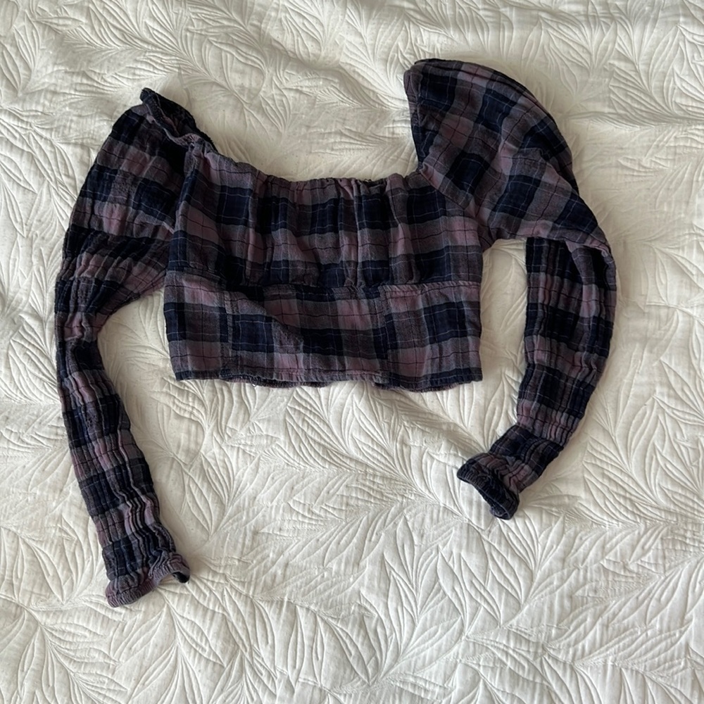 cute flannel crop top